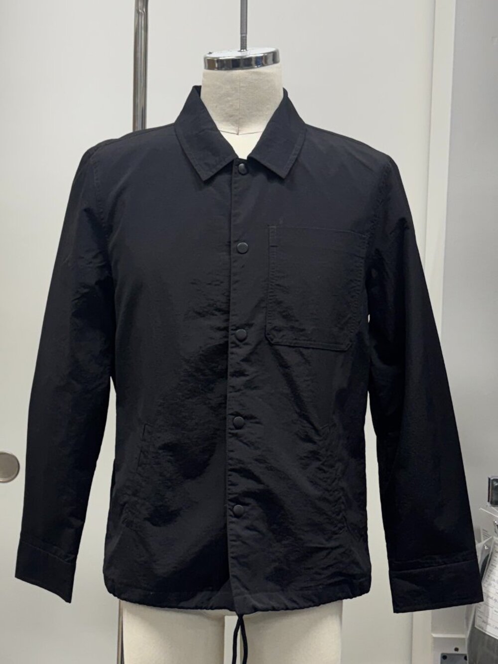 Men’s Black Nylon Lightweight Coaches Jacket – Snap Button Windbreaker